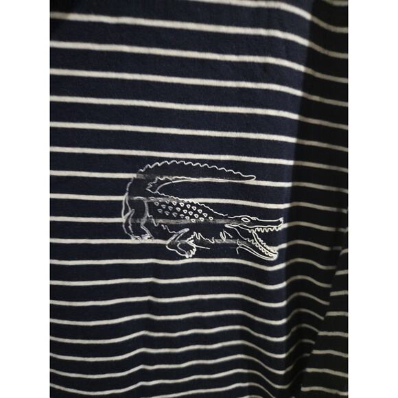 Lacoste Regular Fit Print Polo, Blue White Striped Short Sleeve Shirt, Size XL - Picture 3 of 5